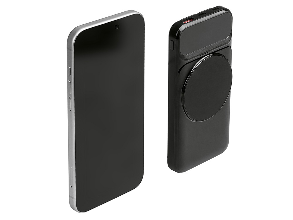 Магнитный беспроводной внешний аккумулятор со встроенными кабелями Мэни, 10000 мАч