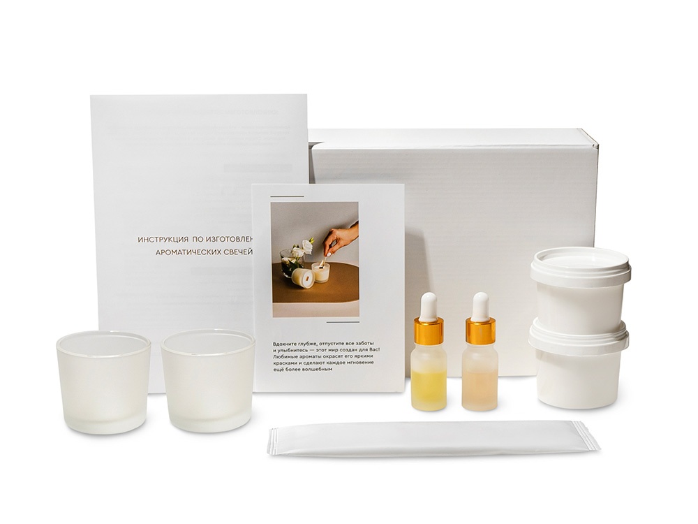 Набор для создания 2-х ароматических свечей: амбра и табак/маракуйя, сандал и пачули