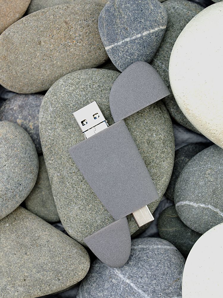 Флешка Pebble Universal, USB 3.0, серая
