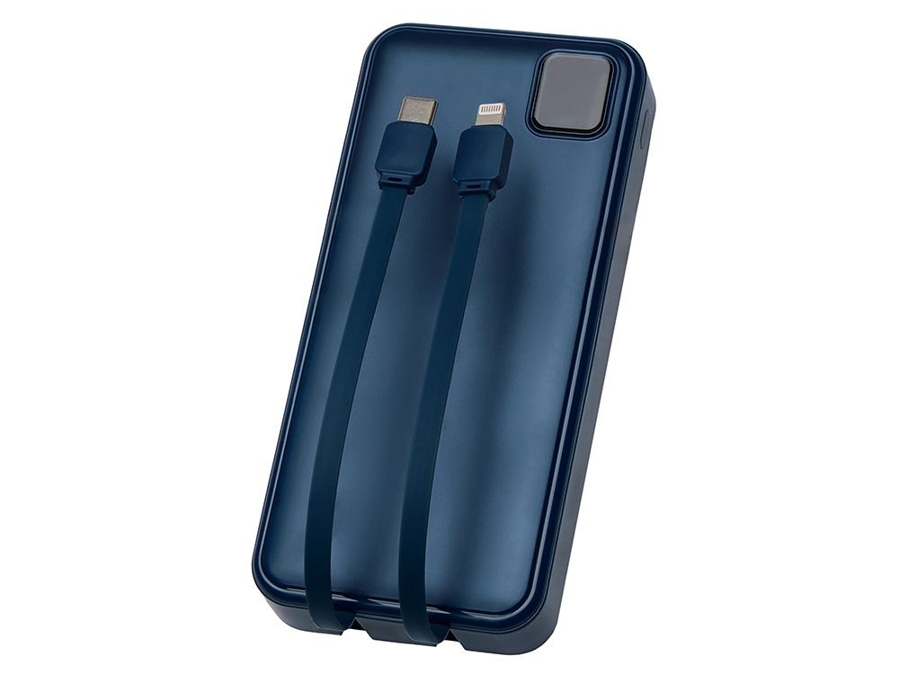 Внешний аккумулятор со встроенными кабелями Фрэйм Про, быстрая зарядка, 20000мач