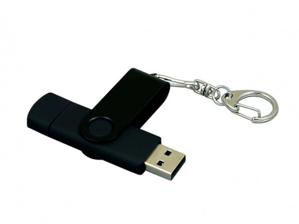 64 Гб USB 2.0 флеш-накопитель с вращающимся корпусом и Micro USB портом