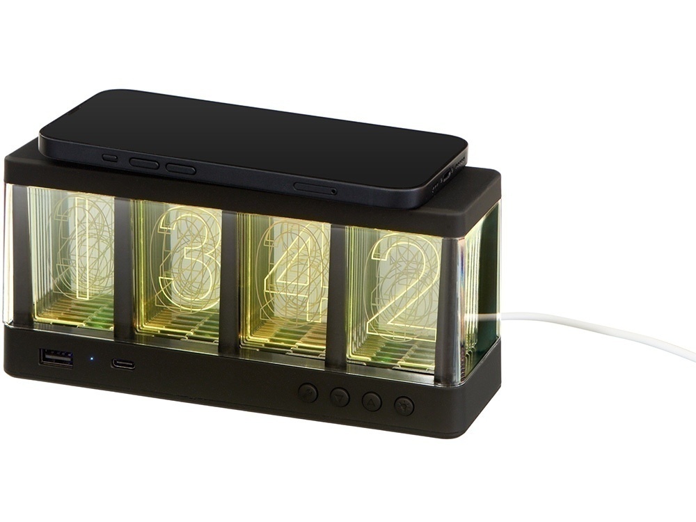 Часы с LED-подсветкой и беспроводной зарядкой Cyber, 10 Вт