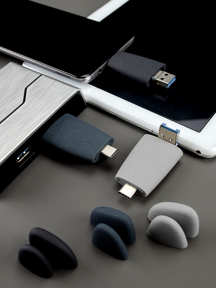 Флешка Pebble Universal, USB 3.0, серая